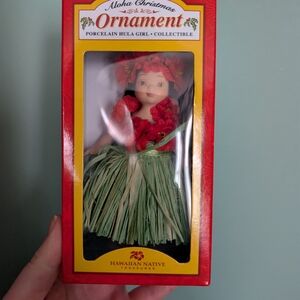 Aloha Christmas Ornament - Red and Green Hula Girl